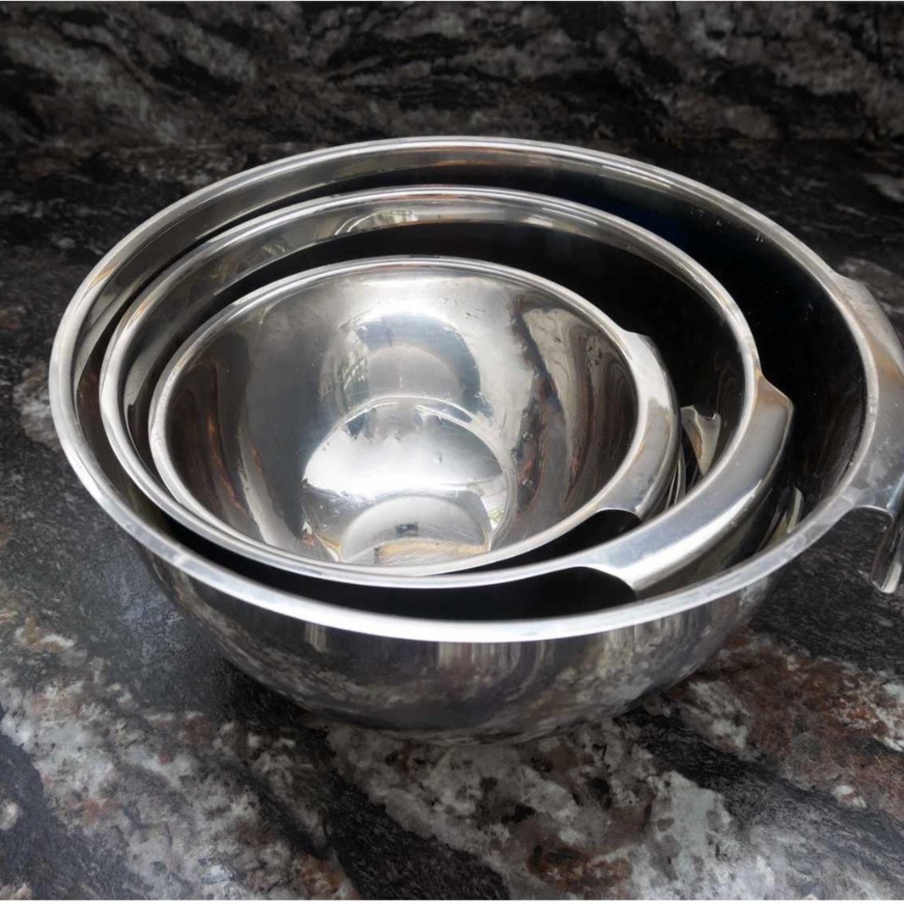 Set of 3 Crate & Barrel stainless steel nesting mixing bowls - Picture 8 of 8